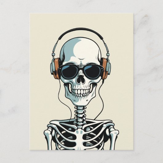 Carte Postale Squelette avec casque (Devant)