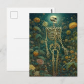 Carte Postale Squelette avec des fleurs (Devant / Derrière)