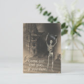 Carte Postale Squelette avec Violon Osera vous sortir et jouer (Debout devant)