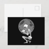 Carte Postale Squelette Chat Crâne Kitty Cute Goth Halloween (Devant / Derrière)