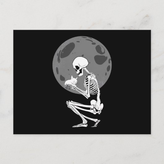 Carte Postale Squelette Chat Crâne Kitty Cute Goth Halloween (Devant)