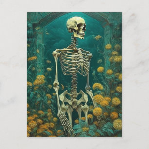 Carte Postale Squelette dans les fleurs