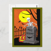 Carte Postale Squelette dans un cimetière (Devant / Derrière)