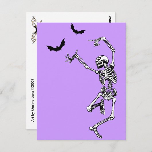 Carte Postale Squelette dansant (Devant / Derrière)