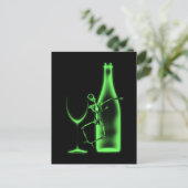 Carte Postale Squelette de célébration à rayons X et vin - Vert (Debout devant)
