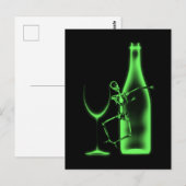 Carte Postale Squelette de célébration à rayons X et vin - Vert (Devant / Derrière)