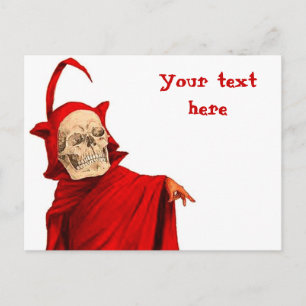 Carte Postale Squelette de diable vintage Crâne Halloween Faust