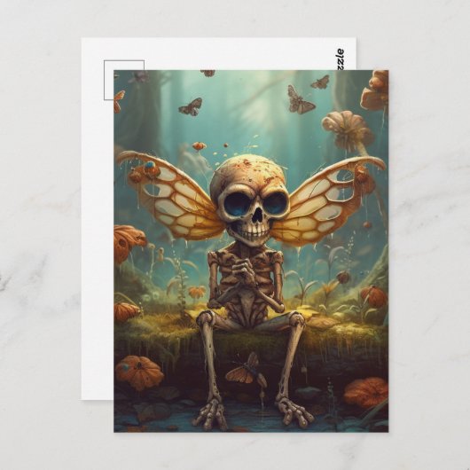 Carte Postale Squelette de fées ailées (Devant / Derrière)