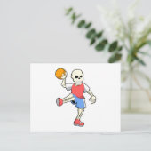 Carte Postale Squelette de Handballeur avec Handball (Debout devant)