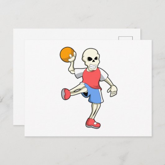 Carte Postale Squelette de Handballeur avec Handball (Devant / Derrière)