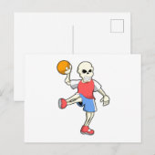 Carte Postale Squelette de joueur de handball avec ballon de han (Devant / Derrière)