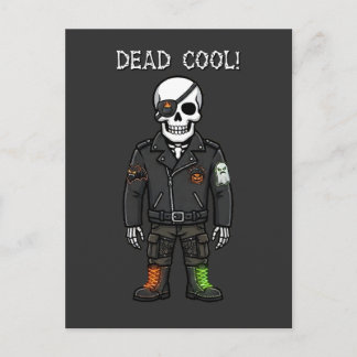 Carte Postale Squelette de motard super cool | Halloween