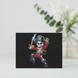 Carte Postale Squelette de pirate dabant Halloween enfants Jolly