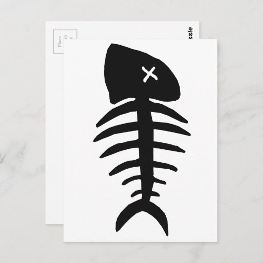 Carte Postale squelette de poisson mort (Devant / Derrière)