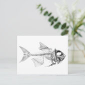 Carte Postale Squelette de poisson vintage gravure (Debout devant)