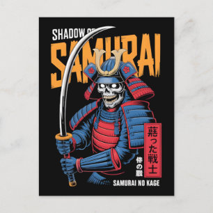 Carte Postale Squelette de samouraï fantomatique guerrier en arm