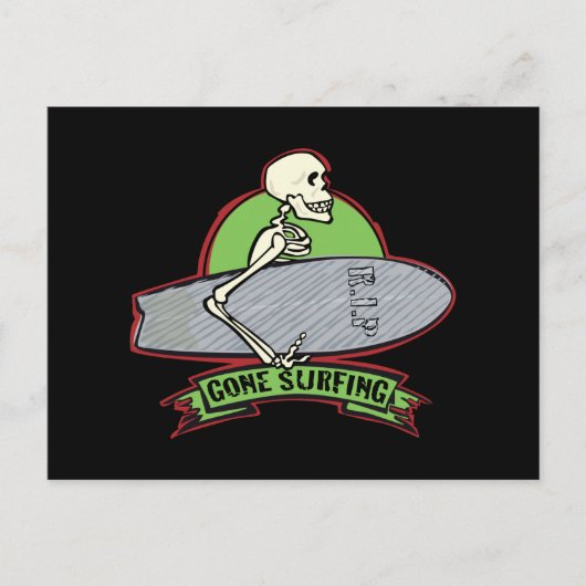 Carte Postale Squelette de surf Halloween (Devant)