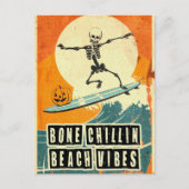Carte Postale Squelette de surf Retro Summerween effrayant (Devant)