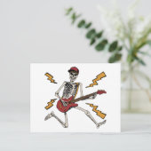 Carte Postale Squelette d'Halloween Main de Rock Jouant de la Gu (Debout devant)