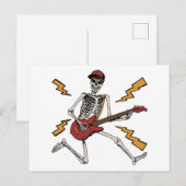 Carte Postale Squelette d'Halloween Main de Rock Jouant de la Gu (Devant / Derrière)