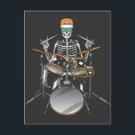 Carte Postale Squelette d'Halloween Rock Hand jouant de la batte<br><div class="desc">Squelette d'Halloween Rock Hand batteur jouant de la batterie Graphisme Cadeau Carte postale standard Collection Classique.</div>