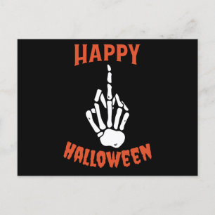 Carte Postale Squelette Doigt Moyen Joyeux Halloween