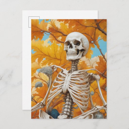 Carte Postale Squelette en Automne (Devant / Derrière)