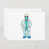 Carte Postale Squelette en médecin avec masque facial (Devant / Derrière)