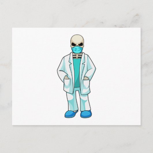 Carte Postale Squelette en médecin avec masque facial (Devant)