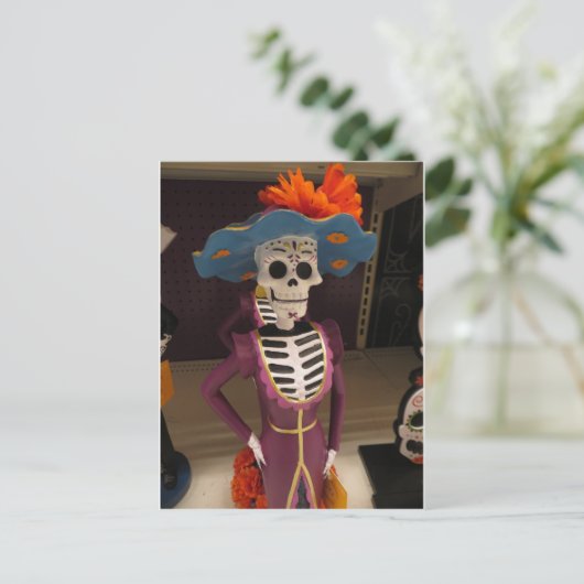 Carte Postale Squelette en robe (Debout devant)