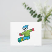 Carte Postale Squelette en snowboardeur avec snowboard (Debout devant)