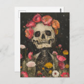 Carte postale Squelette et Fleurs (Devant / Derrière)