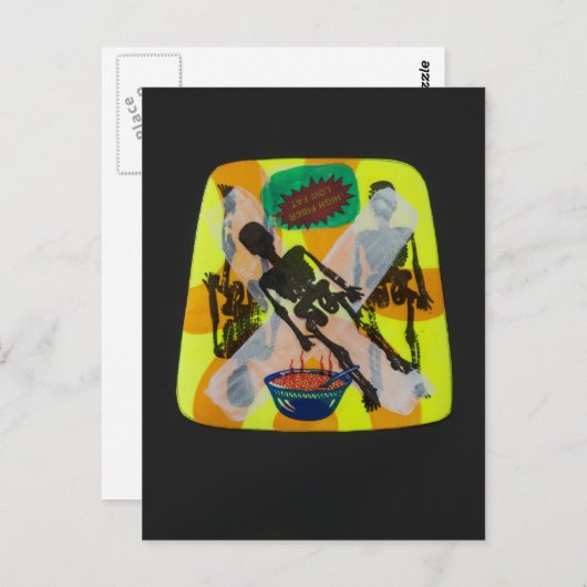 carte postale squelette famine (Devant / Derrière)