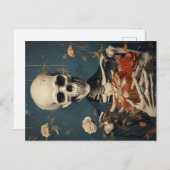 Carte Postale Squelette Gentil avec un cadeau d'anniversaire à l (Devant / Derrière)