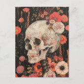 Carte Postale Squelette humain dans les fleurs (Devant)