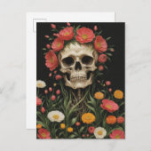Carte Postale Squelette humain en fleurs (Devant / Derrière)