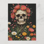 Carte Postale Squelette humain en fleurs (Devant)