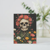 Carte Postale Squelette humain en fleurs (Debout devant)