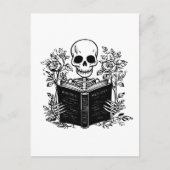 Carte Postale Squelette lecture romantique livre (Devant)