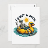 Carte Postale Squelette sarcastique sur canard (Devant / Derrière)