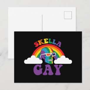 Carte Postale Squelette Skella Gay Mois des fiertés arc-en-ciel
