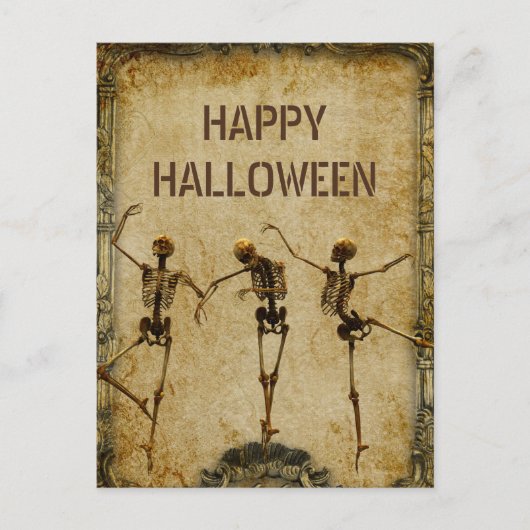 Carte Postale Squelette vintage Danser Joyeux Ballet Halloween (Devant)