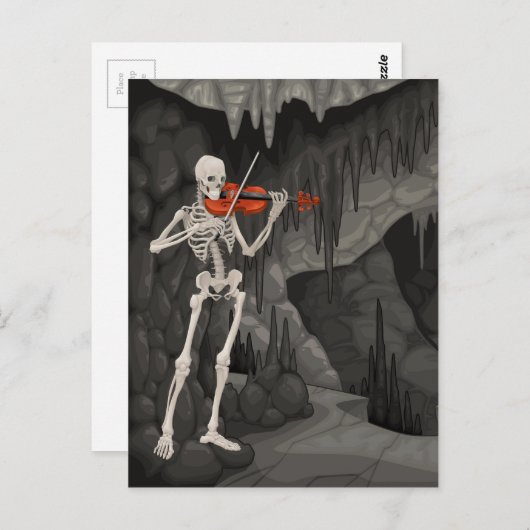 Carte Postale squelette violon (Devant / Derrière)