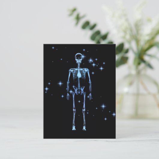 Carte Postale Squelette X-Ray scintillant - Bleu (Debout devant)