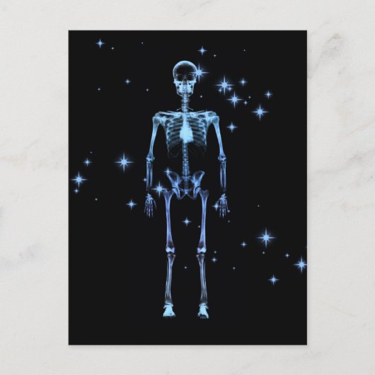 Carte Postale Squelette X-Ray scintillant - Bleu (Devant)