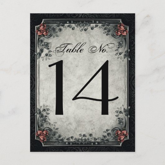 Carte Postale Squelettes de mariage noirs et nombres gris de (Devant)