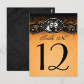 Carte Postale Squelettes d'Halloween orange et noir Numéro de ta (Devant / Derrière)