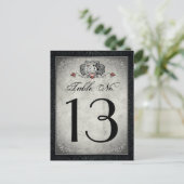 Carte Postale Squelettes mariages noir gris et chiffres de table (Debout devant)
