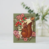 Carte Postale Squirrel and Holly winter Red Squirrels            (Debout devant)