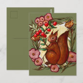 Carte Postale Squirrel and Holly winter Red Squirrels            (Devant / Derrière)